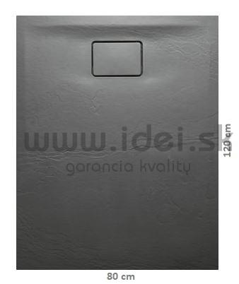 ACORA šedá sprchová vanička z liateho mramoru 120x80 cm