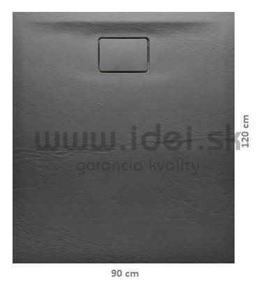ACORA šedá sprchová vanička z liateho mramoru 120x90 cm