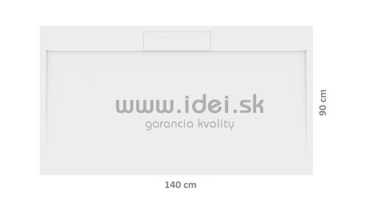 Biela sprchová vanička z liateho mramoru IRENA 140 x 90 cm + sifón