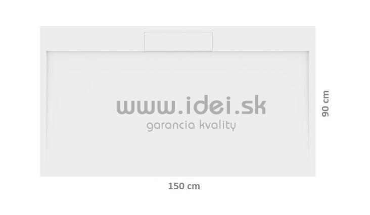 Biela sprchová vanička z liateho mramoru IRENA 150 x 90 cm + sifón