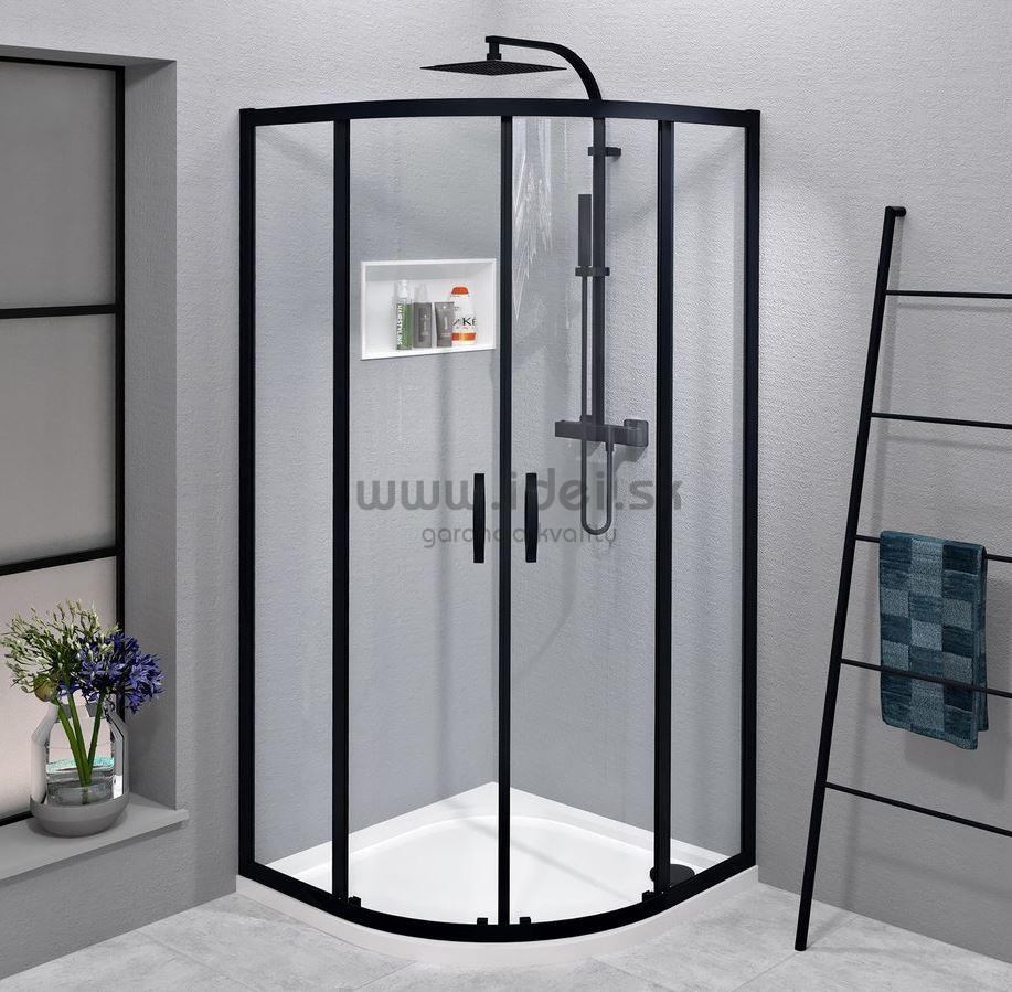 SIGMA SIMPLY BLACK čierny štvrťkruhový sprchový kút 90x90 cm