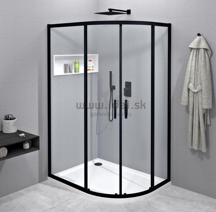 SIGMA SIMPLY BLACK čierny štvrťkruhový sprchový kút 120x90 cm