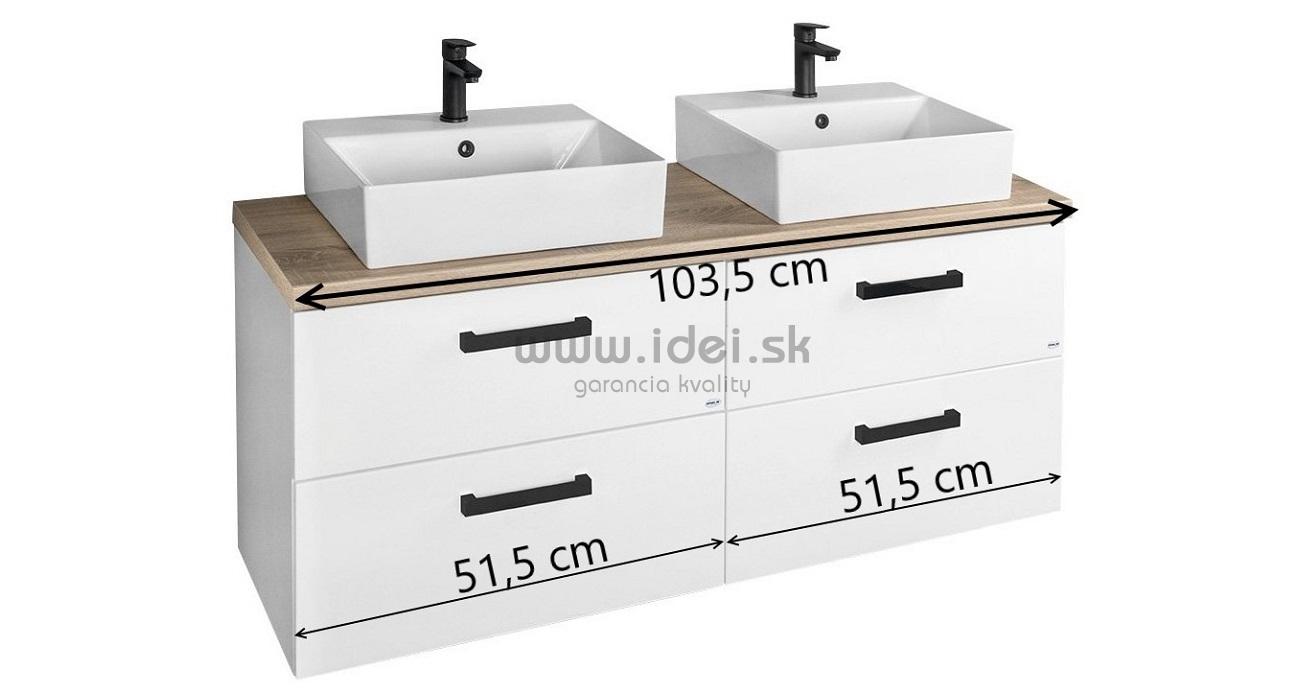 Kúpeľnová zostava 2 skrinky s umývadlom a doskou biela/dub platin 104 cm
