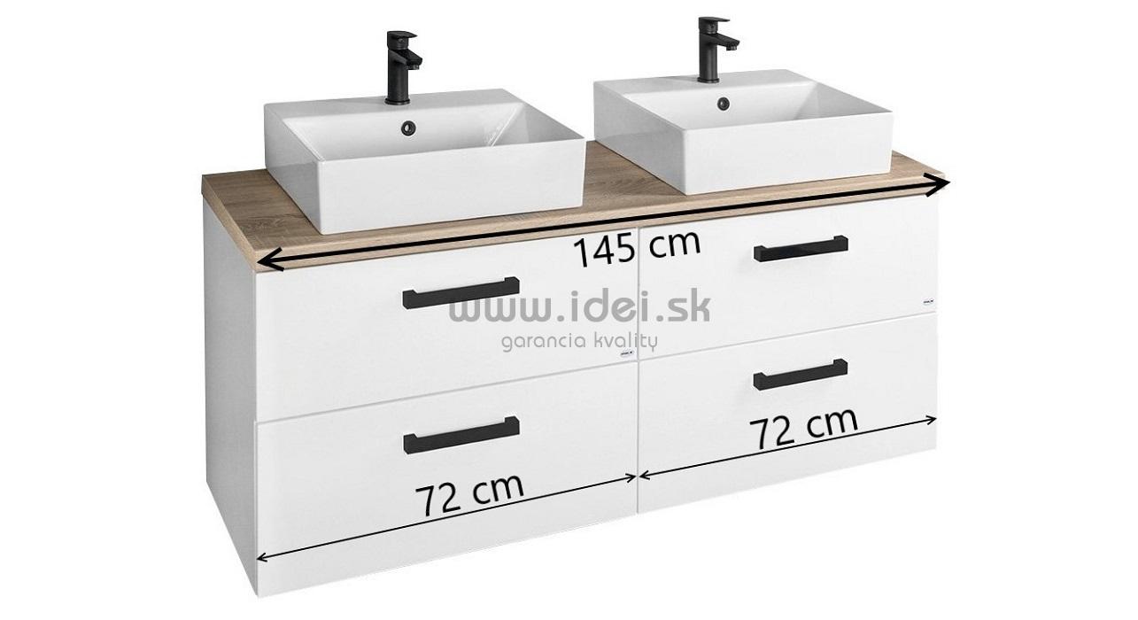 Kúpeľnová zostava 2 skrinky s umývadlom a doskou biela/dub platin 145 cm