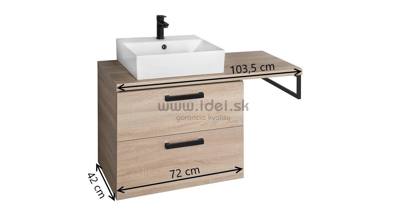Zostava skrinka s umývadlom a doskou dub platin 104 cm