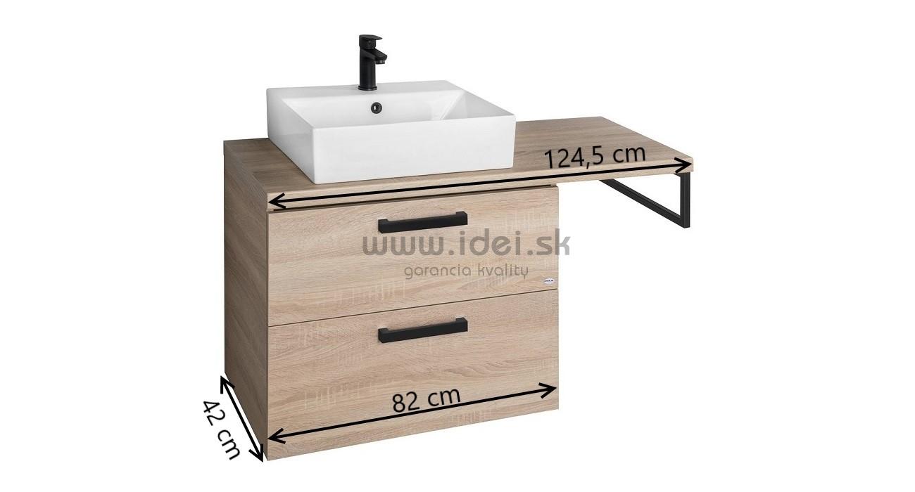 Zostava skrinka s umývadlom a doskou dub platin 125 cm