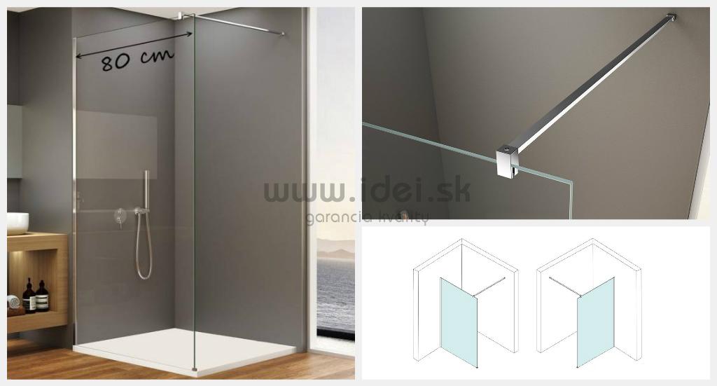WALK-IN sprchová zástena s čírym sklom 80 cm SPITZA