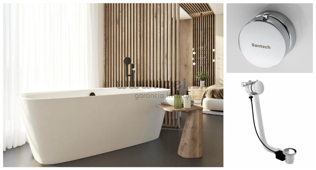 Santech TIME BEVEL voľnestojaca vaňa 180x86 cm so sifonom s napúšťaním