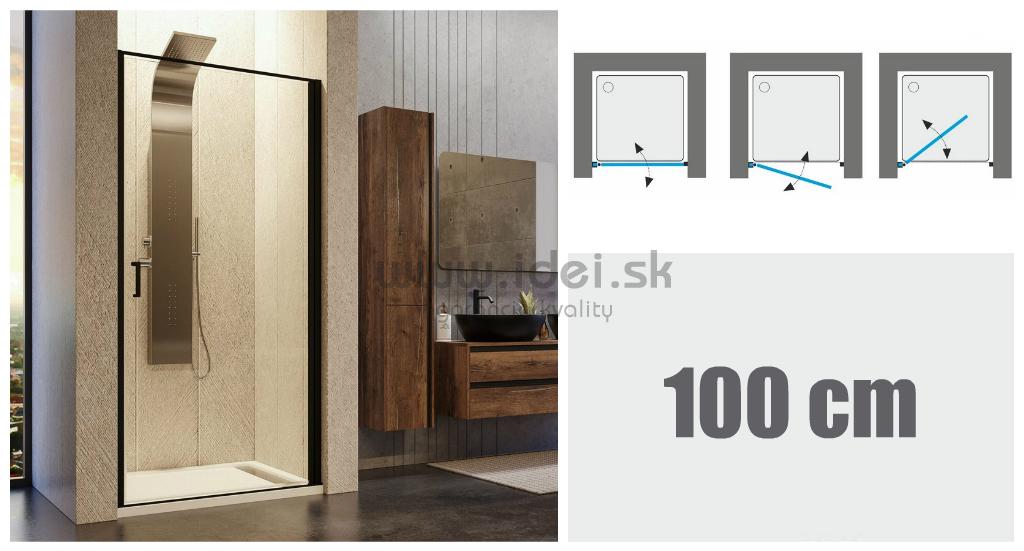 Aquatek YES čierne sprchové dvere B1 BLACK 100 cm