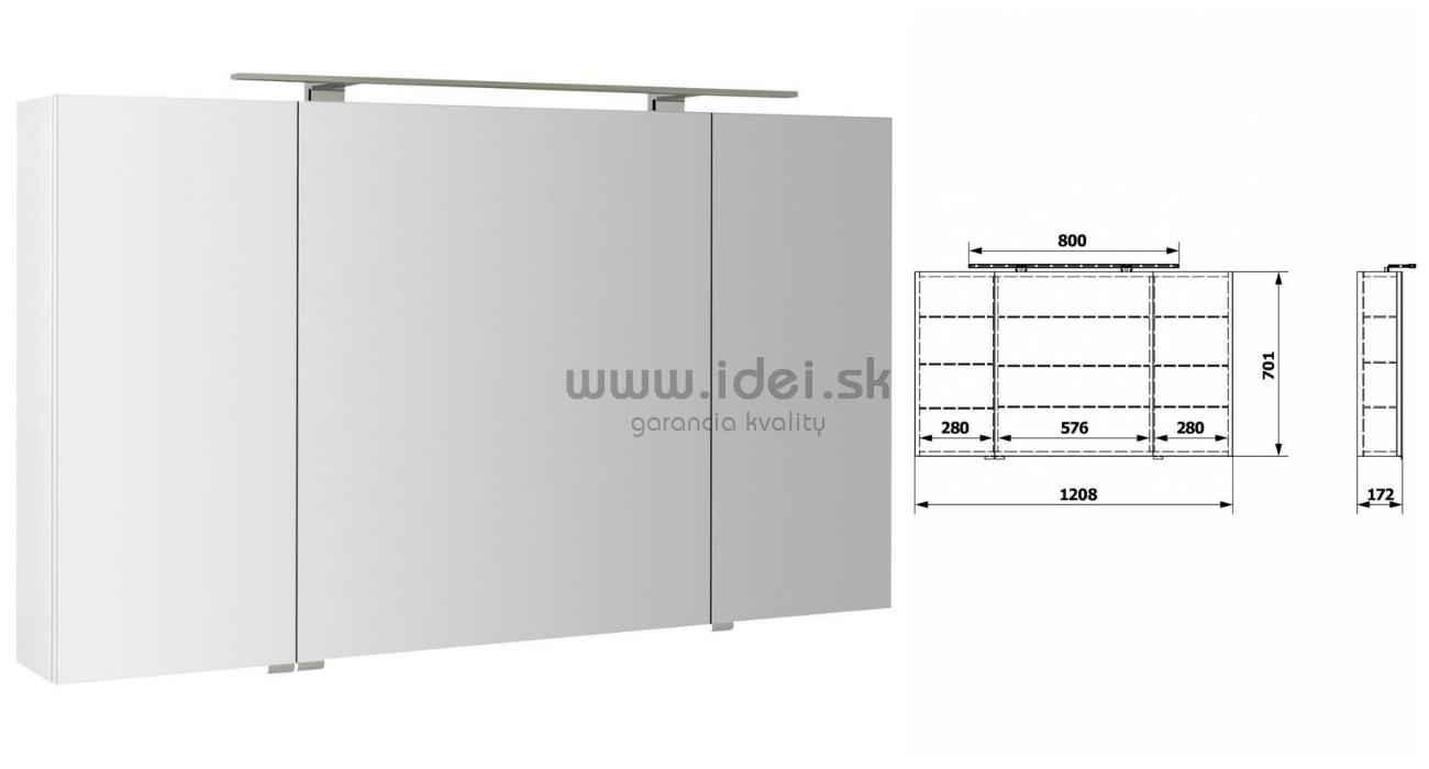 Zrkadlová skrinka RIWA 121 cm s LED osvetlením