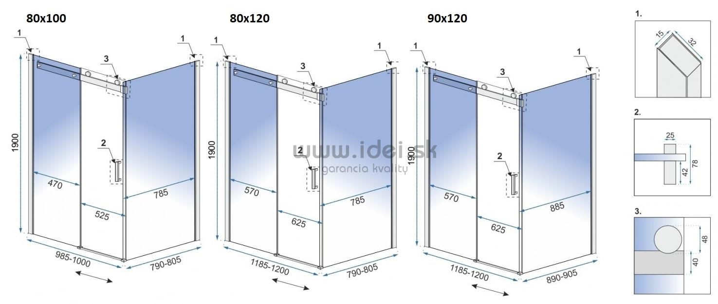 Rhea DRAGON posuvný sprchový kút s vrchným pojazdom