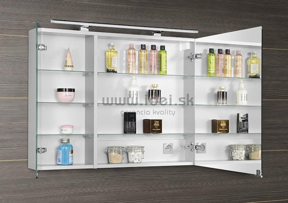 MIRRÓ strieborná zrkadlová skrinka s osvetlením 100 cm