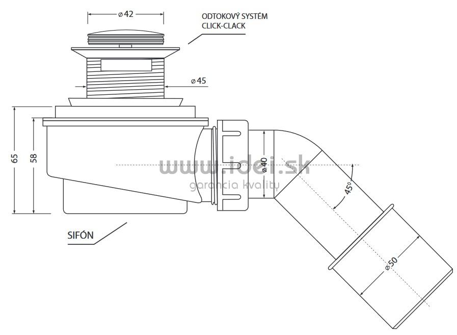 Aquatek sifón k voľne stojacim vaniam