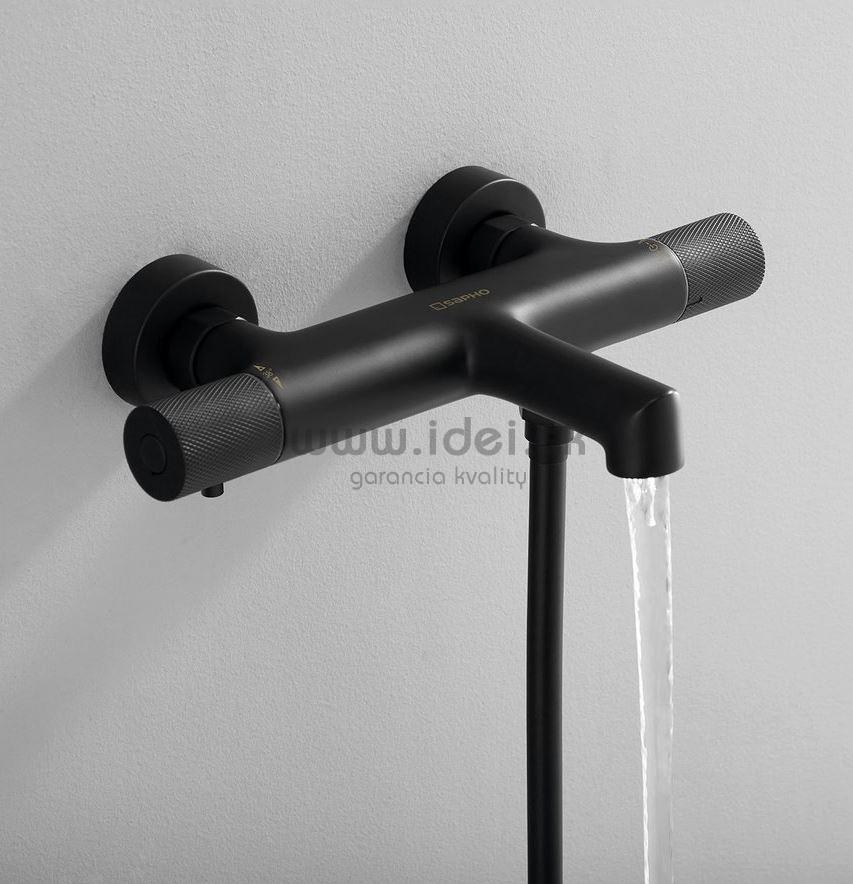 SOLARIS termostatická vaňová batéria čierna so zlatým