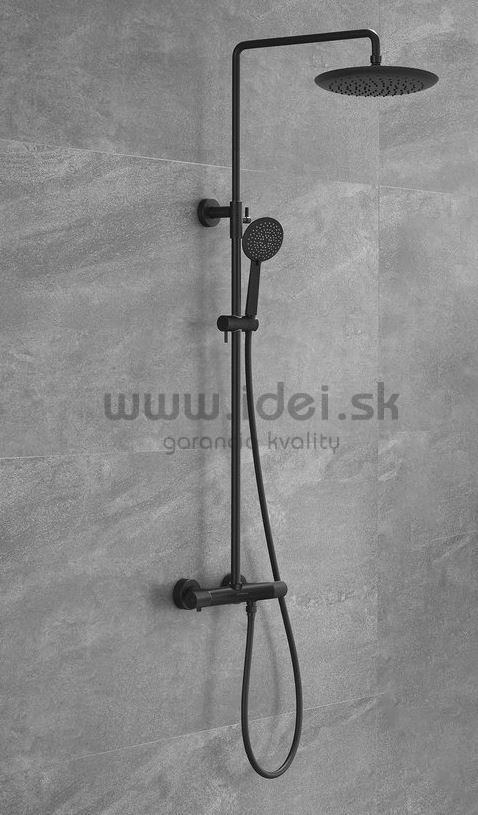 SOLARIS čierno-zlatý sprchový set s termostatickou batériou 