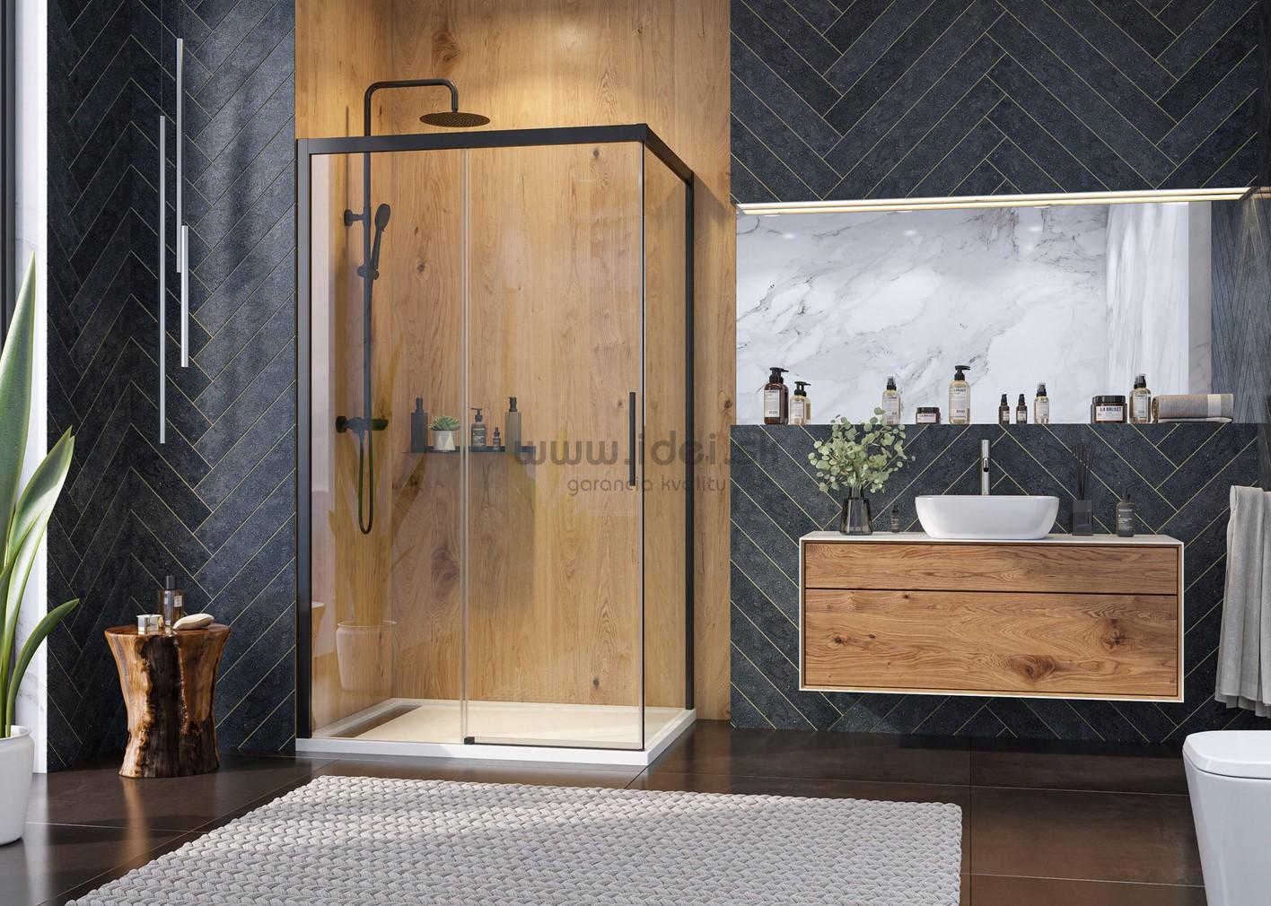 Sprchový kút Aquatek WELLNESS BLACK B2+F1 115x80 cm