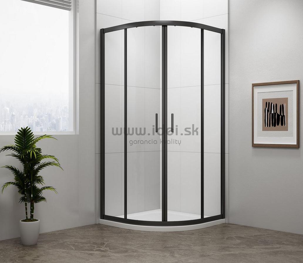 Polysan EASY BLACK štvrťkruhový sprchový kút 90x90 cm čierny