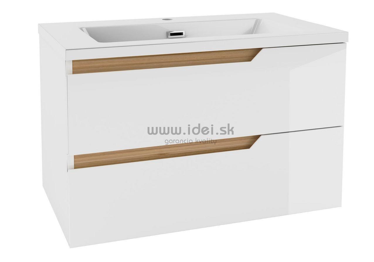 Kielle OUDEE skrinka s umývadlom lesklá biela/tmavý dub