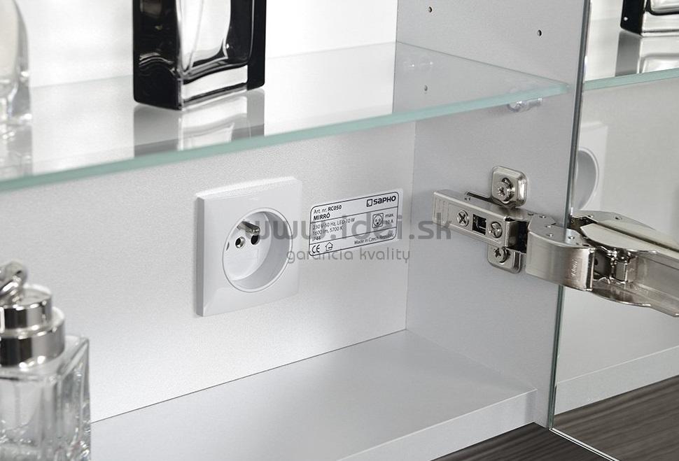 MIRRÓ strieborná zrkadlová skrinka s osvetlením 100 cm
