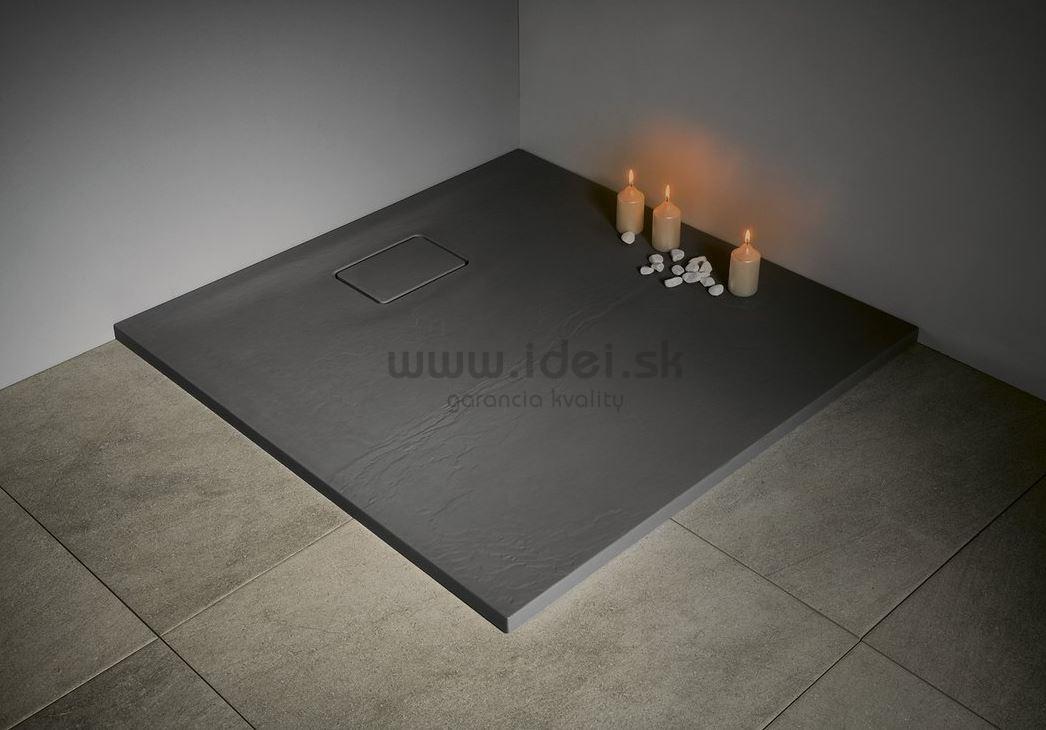 Šedá sprchová vanička z liateho mramoru ACORA 80-120 cm