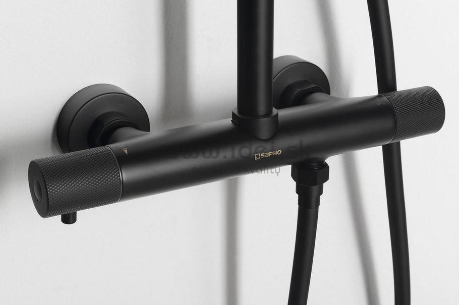 SOLARIS čierno-zlatý sprchový set s termostatickou batériou 