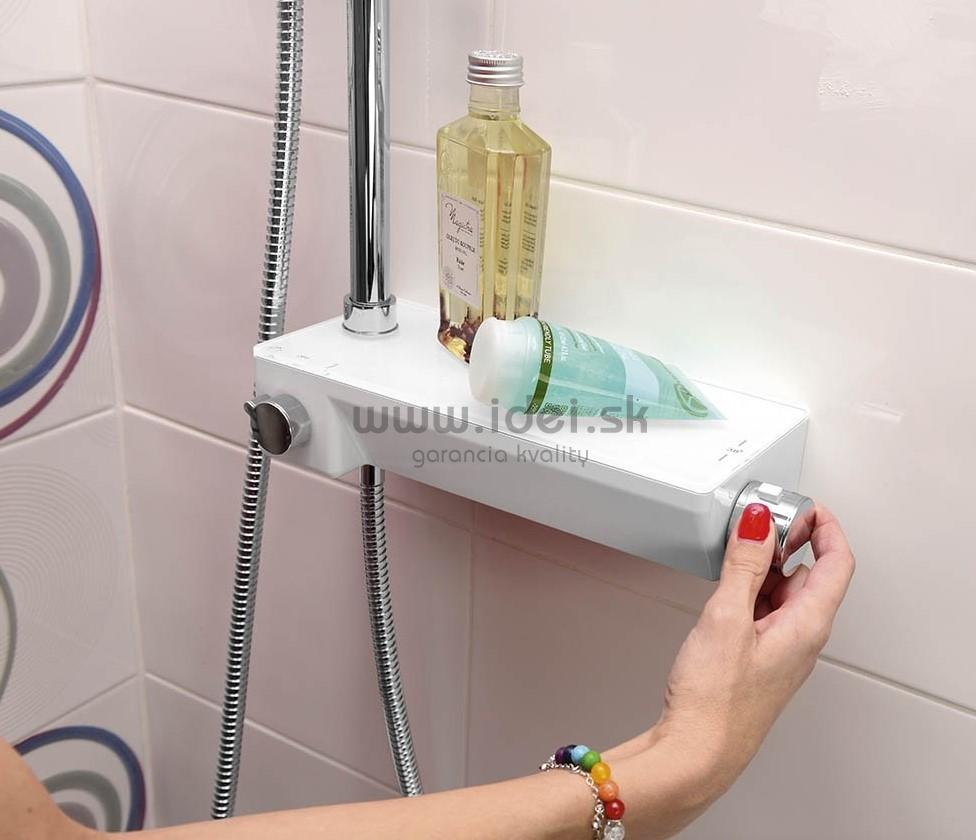 LIAM sprchový stĺp s batériou biela / chróm