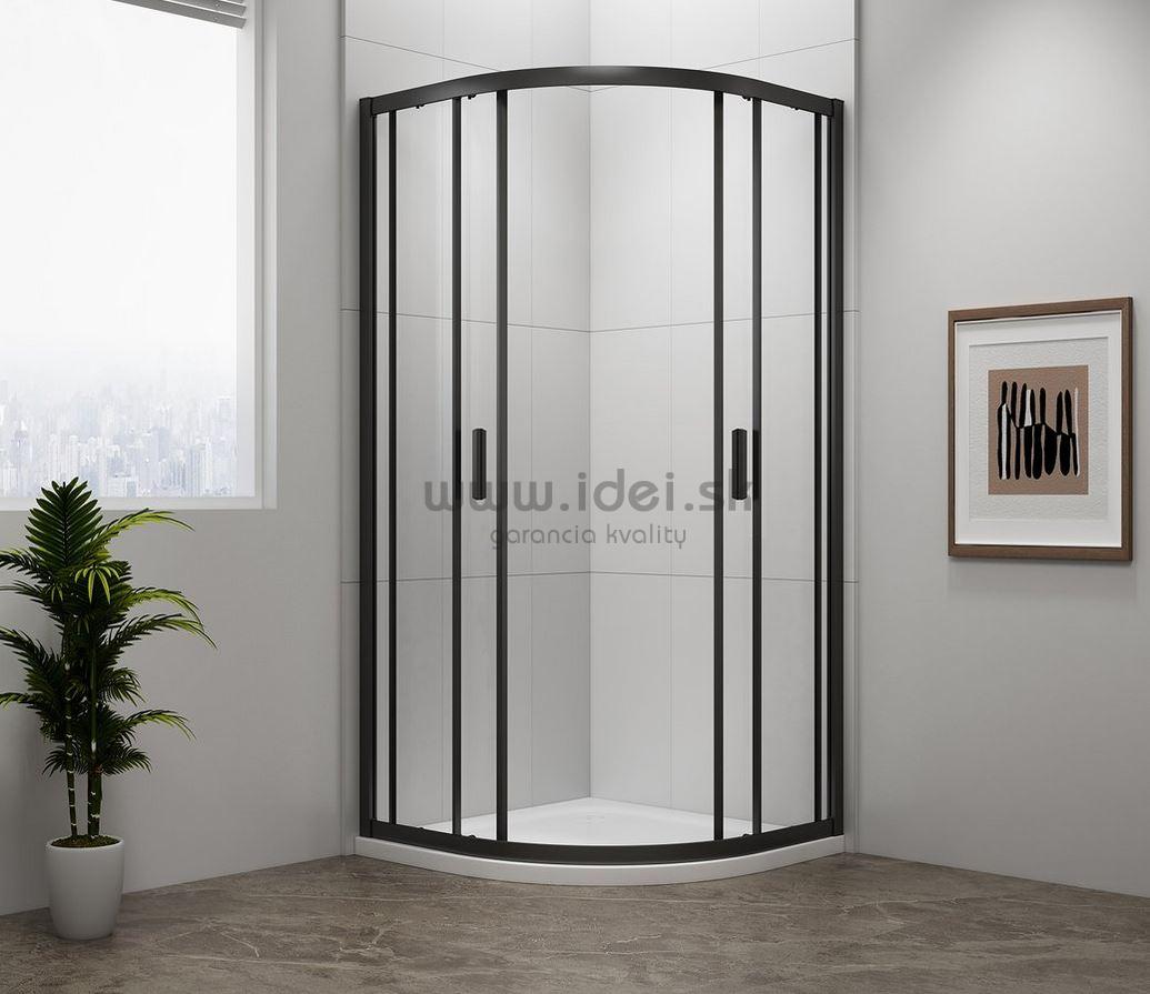 Polysan EASY BLACK štvrťkruhový sprchový kút 90x90 cm čierny