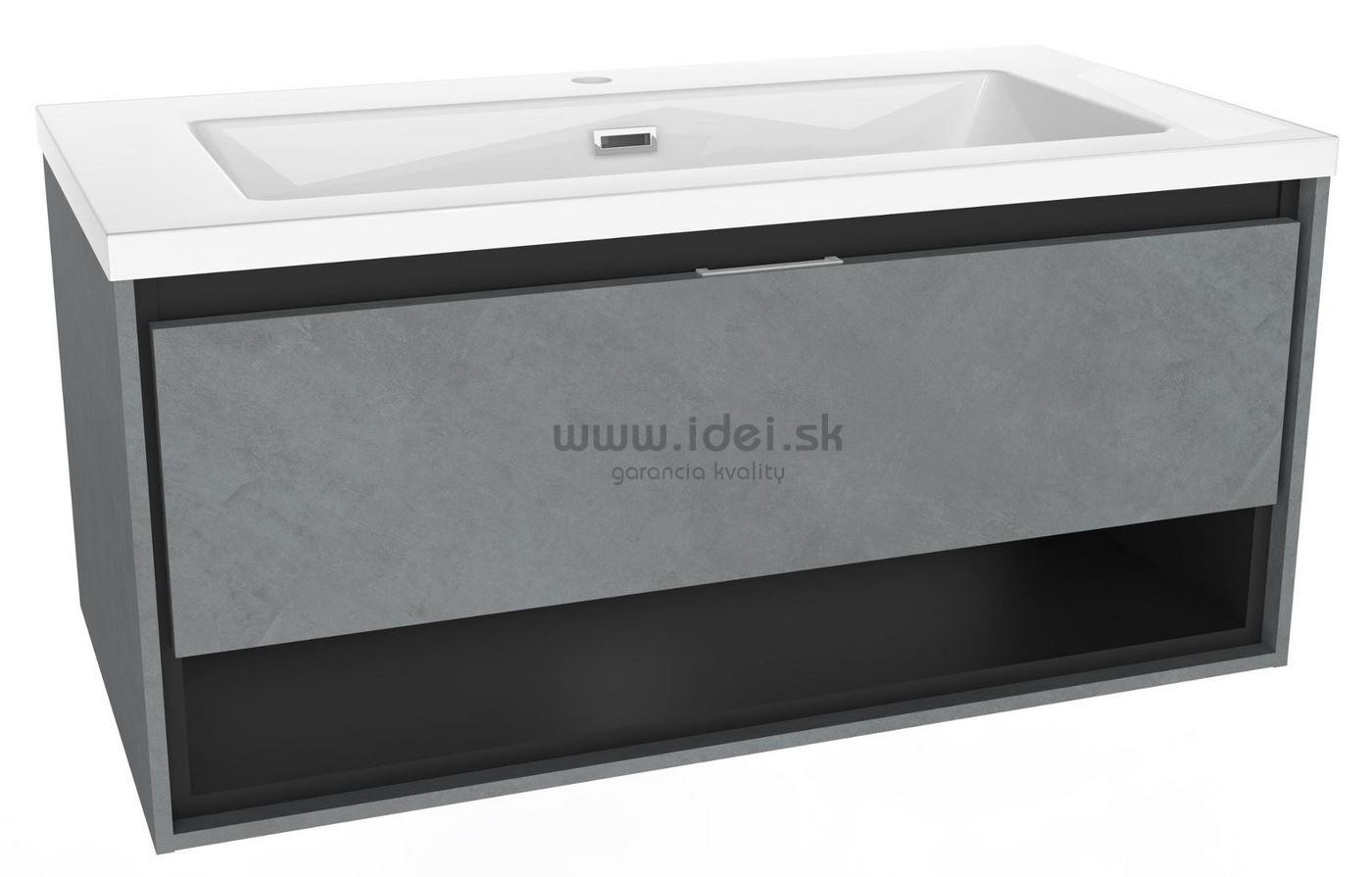 Kielle MEARA skrinka s umývadlom 90 cm betón/čierna matná