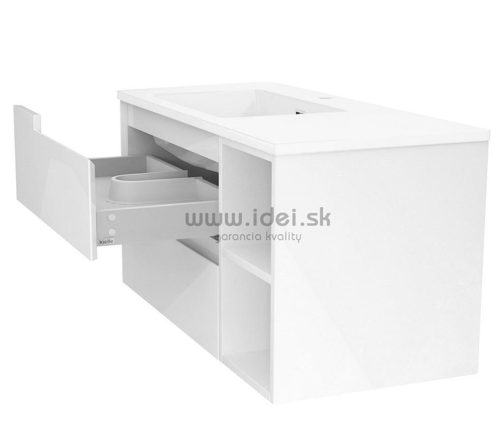 Kielle OUDEE skrinka s umývadlom lesklá biela 100 cm, pravý variant