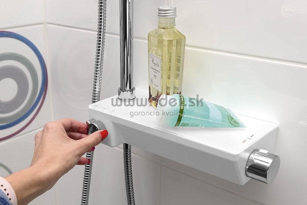 LIAM sprchový stĺp s batériou biela / chróm