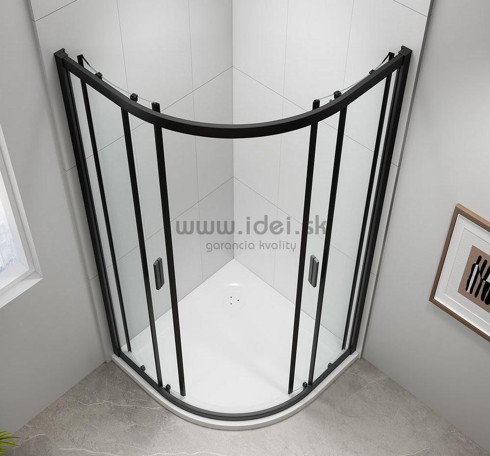 Polysan EASY BLACK štvrťkruhový sprchový kút 90x90 cm čierny