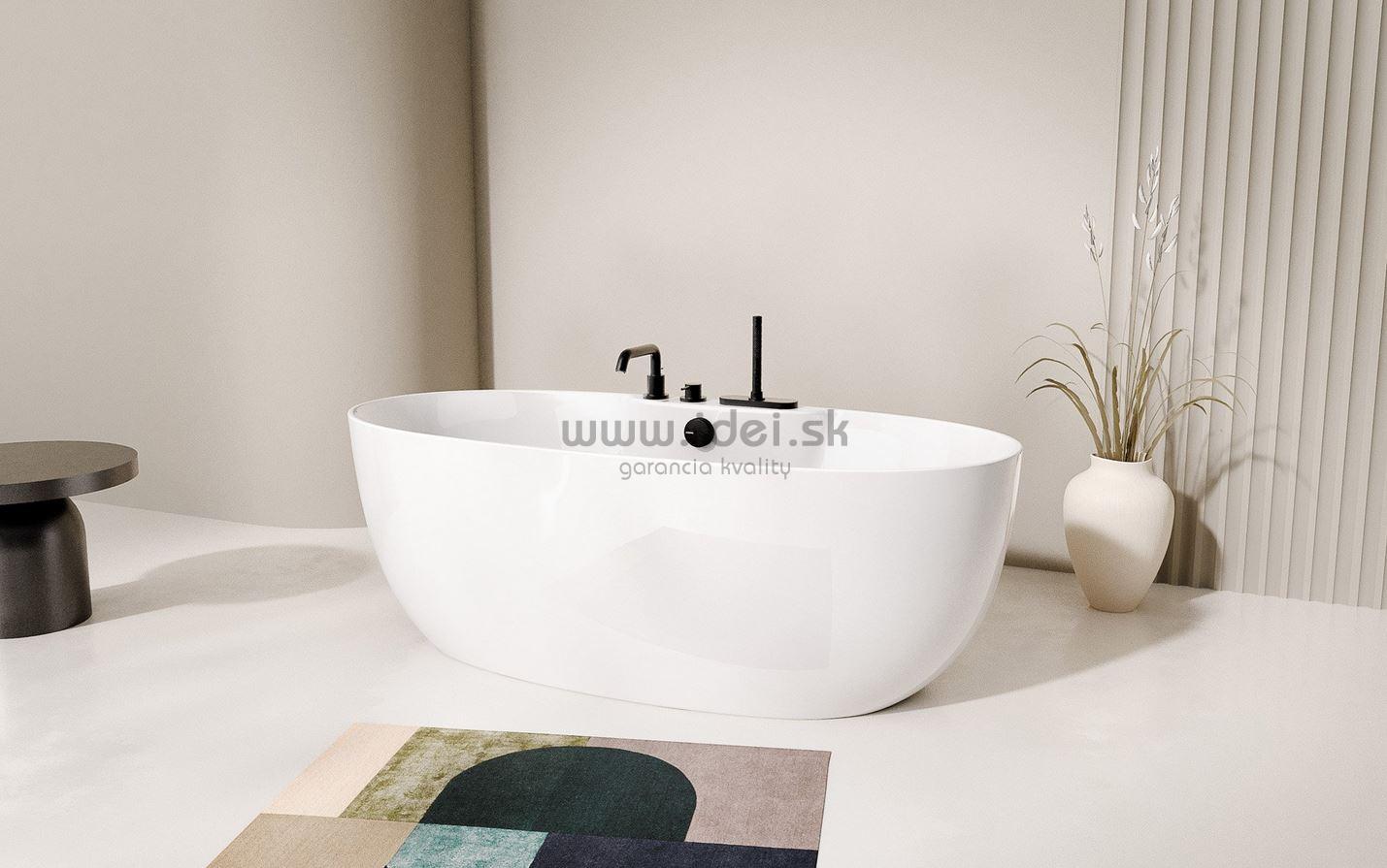 Polysan RANA voľne stojaca vaňa + chrómová odtoková súprava