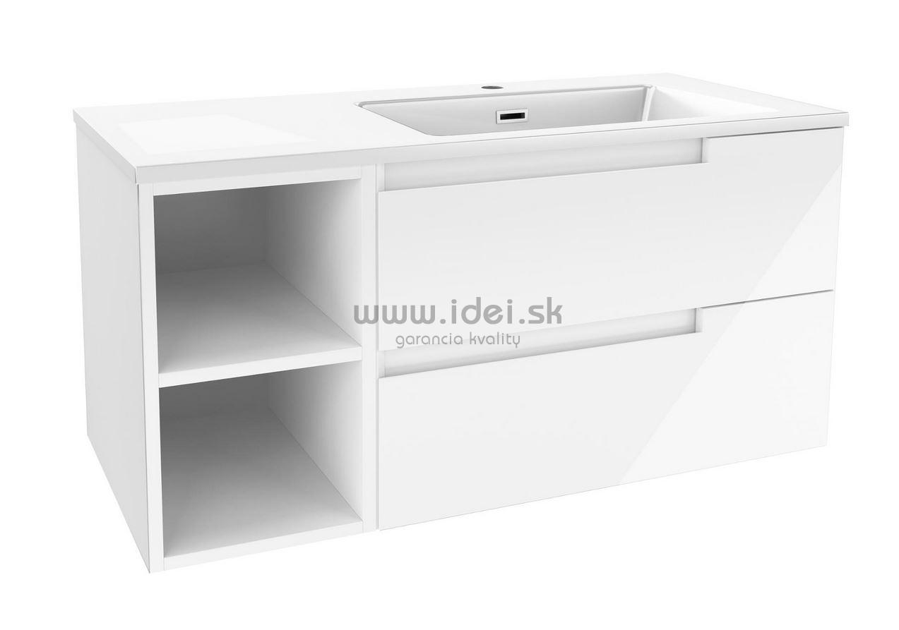 Kielle OUDEE skrinka s umývadlom lesklá biela 100 cm, pravý variant
