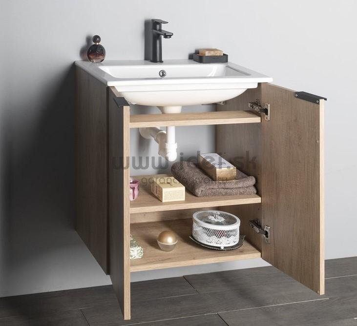 Zostava 2 skrinka s umývadlom a okrúhlym zrkadlom 60 cm