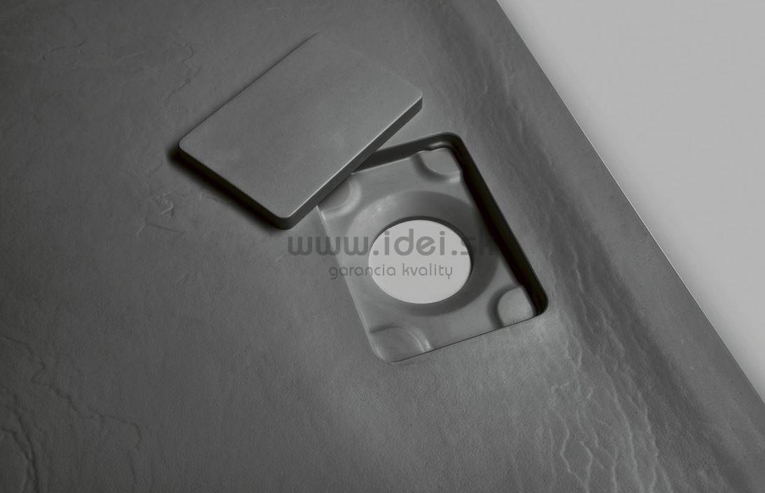 Šedá sprchová vanička z liateho mramoru ACORA 80-120 cm