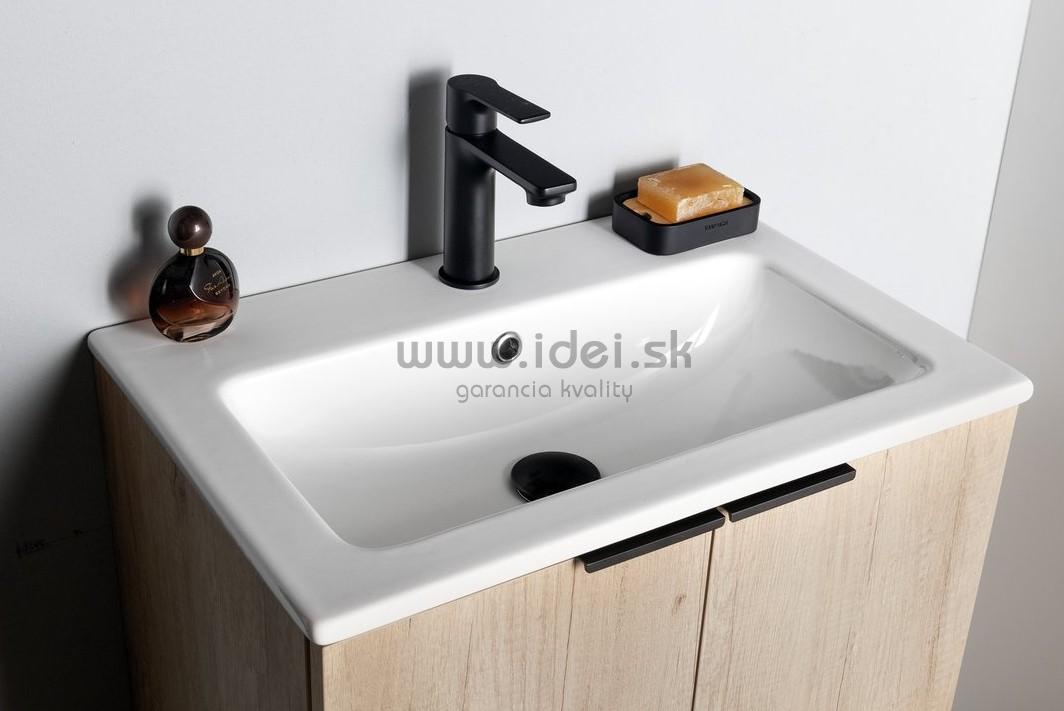 Zostava 2 skrinka s umývadlom a okrúhlym zrkadlom 60 cm