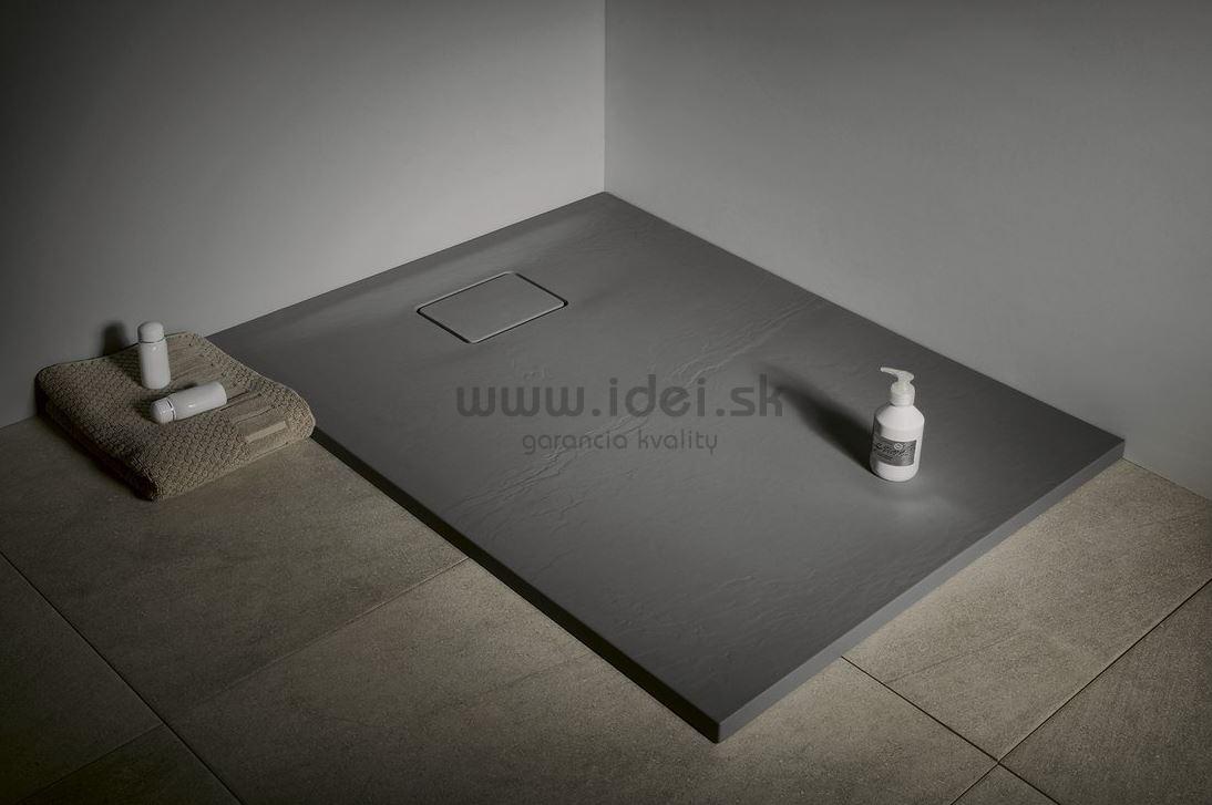 Šedá sprchová vanička z liateho mramoru ACORA 80-120 cm
