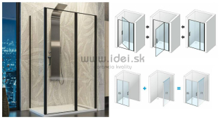 Aquatek YES BLACK B5+F1 čierny sprchový kút s krídlovým otváraním dnu aj von