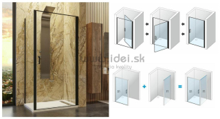 Aquatek YES BLACK B1+F1 čierny sprchový kút s krídlovým otváraním dnu aj von