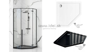 Rhea DIAMOND biela/čierna sprchová vanička 90 cm