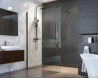 Aquatek OASIS BLACK walk-in sprchová zástena 80-140 cm
