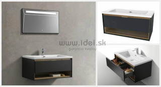 Kielle MEARA skrinka s umývadlom tmavo sivá/tmavý dub