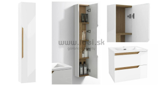 Kielle Oudee vysoká kúpeľňová skrinka lesklá biela