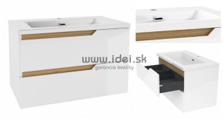 Kielle OUDEE skrinka s umývadlom lesklá biela/tmavý dub